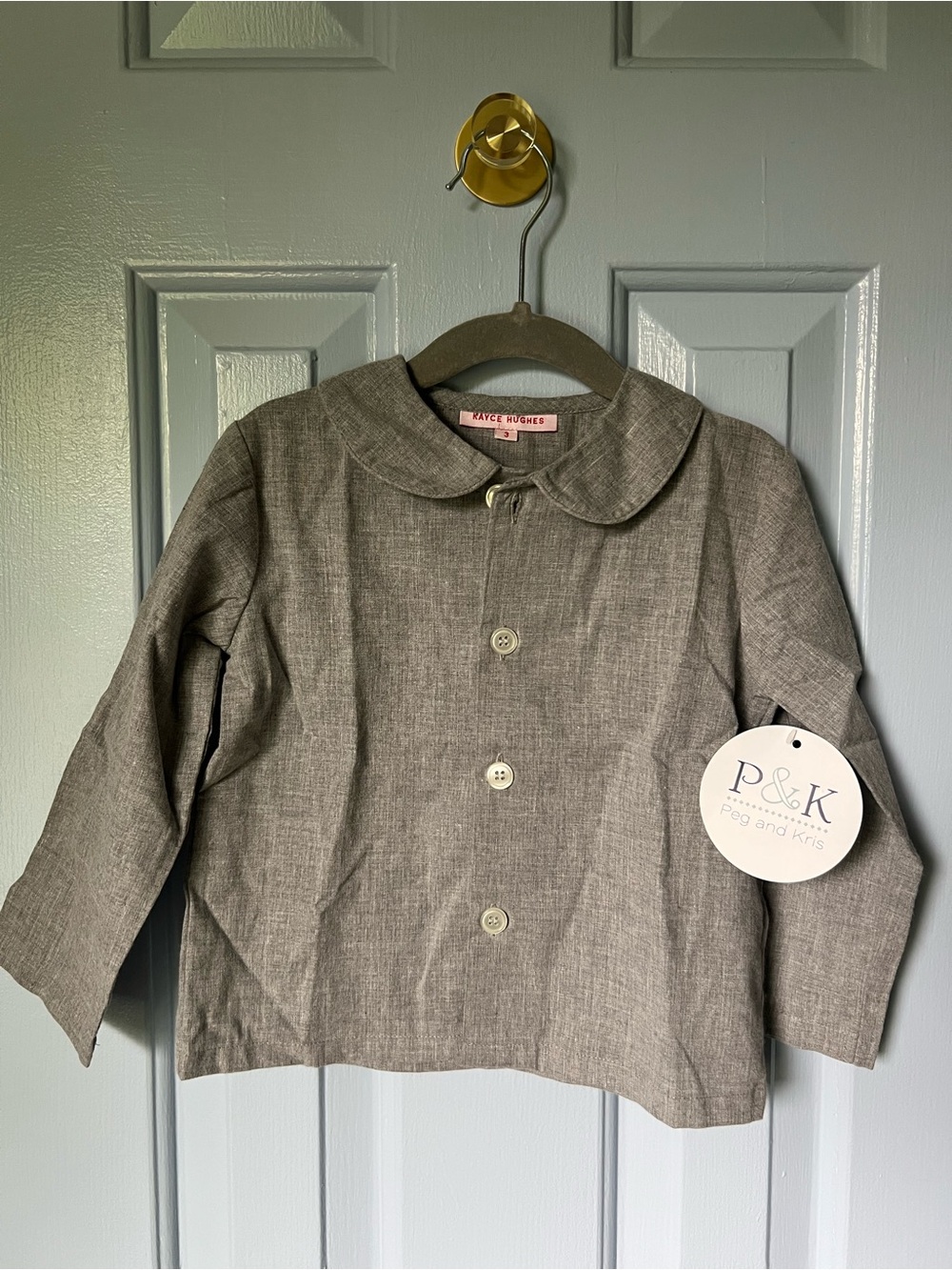NWT Kayce Hughes Button Down Shirt with Peter Pan Collar, 4T